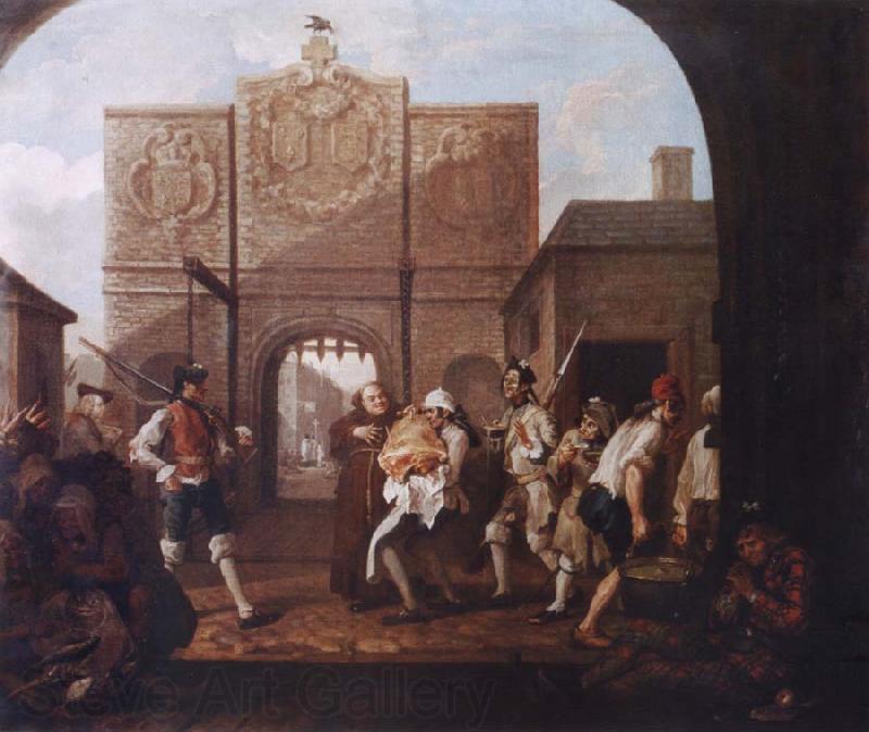 William Hogarth At the city gate of Calais Spain oil painting art